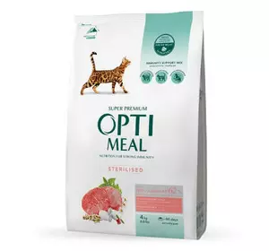 Сухой корм для кошек Optimeal для стерилизованных/кастрированных с говядиной и сорго 4 кг (4820215364348)