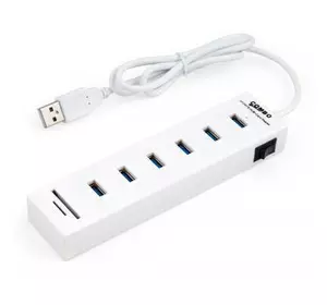 Концентратор Vinga 6xUSB2.0 + card-reader with switch (VCP2H6USBCRSWWH)