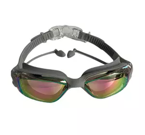 Очки для плавания с берушами, защита от УФ Anti-Fog, KH39-A, серые
