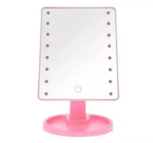 Настольное зеркало с подсветкой Large 16 LED Mirror 5308, розовое