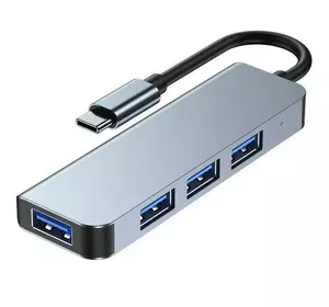 USB 3.1 Type-C хаб розгалужувач на 4x USB 3.0/USB 2.0, BC1.2, метал