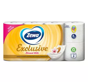 Туалетная бумага Zewa Exclusive Миндальное молочко 4 слоя 8 рулонов (7322540837933)