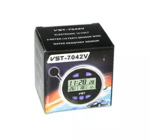 Годинник 7042V +термометр внутр./зовніш./підсвітка/вольтметр