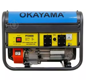 Потужний бензиновий генератор (електрогенератор) OKAYAMA PT-3800 : 3.2/3.5 кВт, 1 фаза, 4-тактний, мідна обмотка