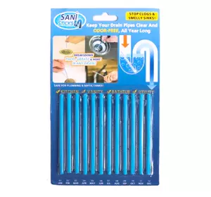 10 наборов палочек для устранения засоров в трубах Sani Sticks