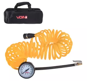 Шланг повітряний спіральний 7,5 м. з ман./дефлятор жовтий у сумці VOIN VP-104