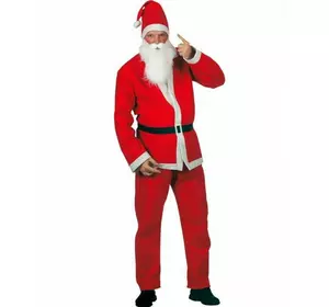 Карнавальний костюм Діда Мороза велюр червоний шапка костюм і борода
