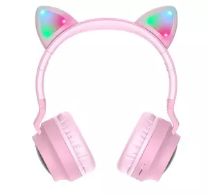 Наушники Bluetooth HOCO Cheerful Cat ear W27, розовые